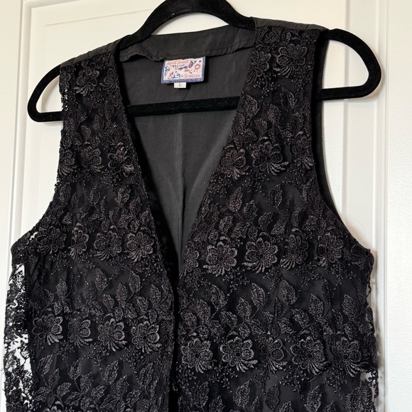 April Cornell Black Lace Vest Top 100% Cotton Size Large - Picture 7 of 12
